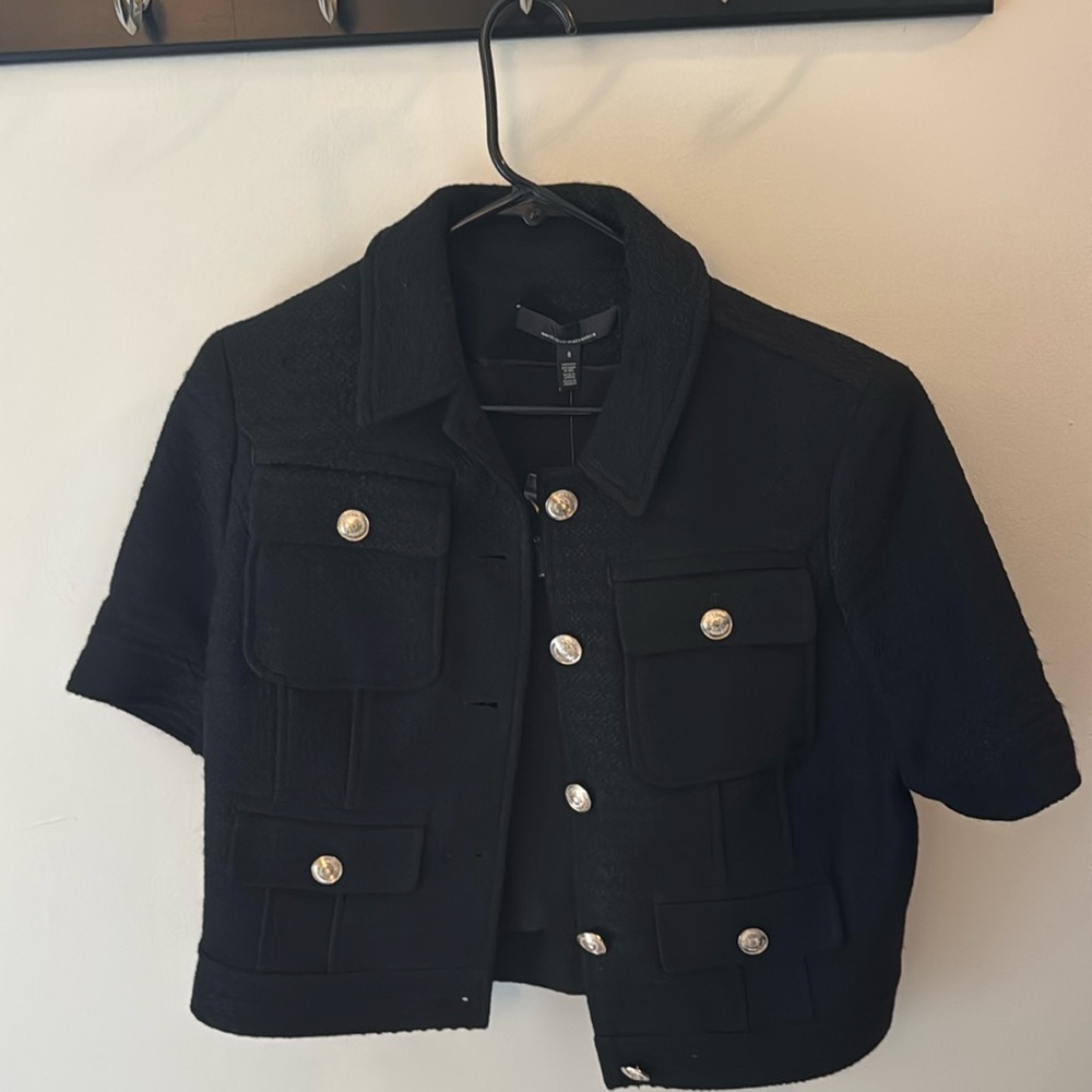 White House Black Market black, tweed, cropped jacket